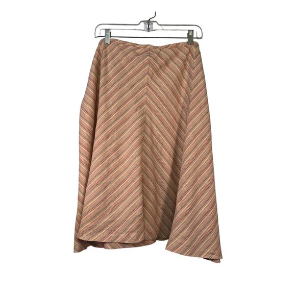 Lane Bryant Sz 26/28 Chevron Striped Plus Size Midi Skirt Multicolor Linen Rayon - Picture 1 of 5